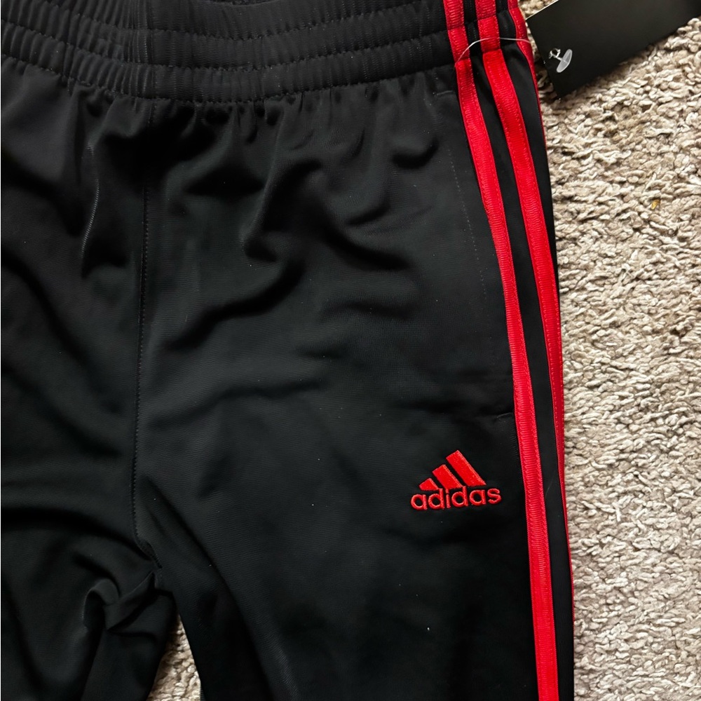 NWT Adidas Kids Black and Red Track Pants Boys 10/12 - Picture 8 of 10